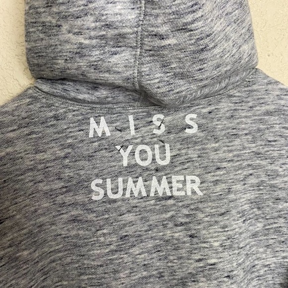 Lou & Grey Miss You Summer Pullover Hoodie Womens Small Gray Tassels Printed - Picture 5 of 10